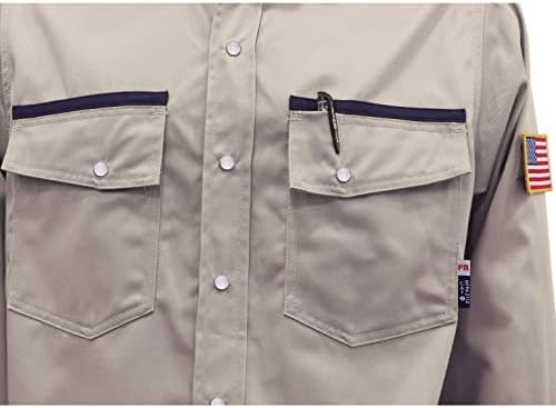Camisas bocomais para homens resistentes à chama NFPA2112 Camisa de solda retardante de incêndio Camisa e acabamento repelente