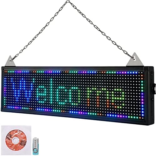 Sinal de rolagem de LED Vevor, controle de Wi -Fi e USB de 27 x 8, tela programável em cores P10, placa de mensagem de alta