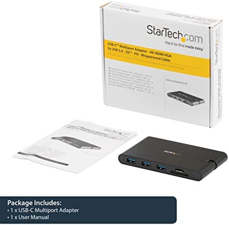 Startech.com Usb C Adaptador multitor - Mini dock USB tipo C com vídeo HDMI 4K ou VGA 1080P - Passagem de entrega de energia