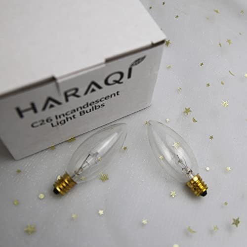 Haraqi 12 pacote 120V 7W Clear Candelabra Incandescent Bulbas diminuídas, lâmpadas de reposição de base C26 E12 para lâmpadas de