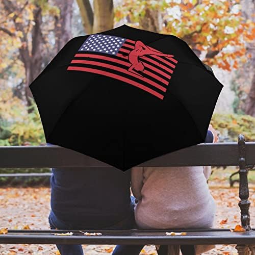 American Flag Ginasta Viagem Umbrella Durável Profunda do vento guarda -chuva para chuva ABRIME