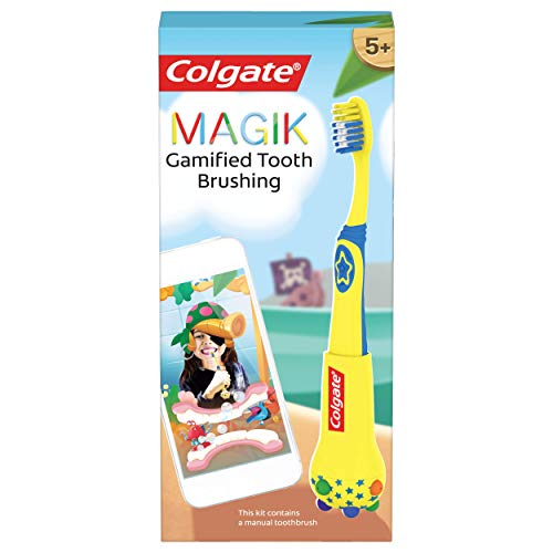 Escova de dentes inteligente Magik Colgate para crianças, timer de escova de dentes infantis com jogos divertidos de