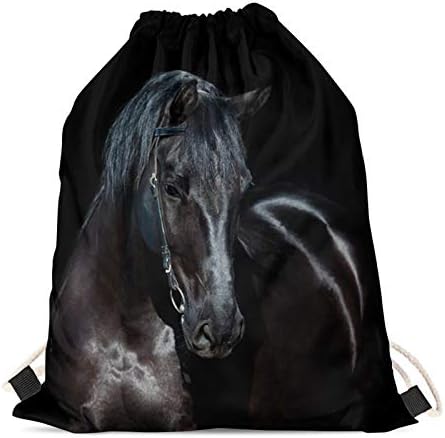 Deeprinter Animal Black Horse Saco de Caminhão para homens Sports Gym Yoga Lavável Durável Durável