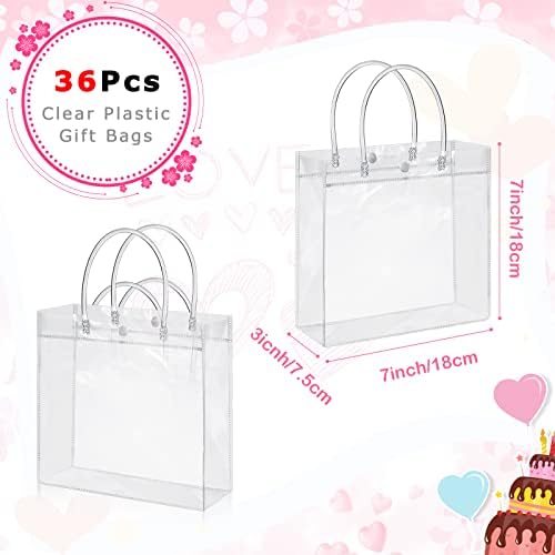 36 PCs Clear plástico sacos de presente com alça reutilizável transparente PVC plástico embrulhada bolsa de bolsas