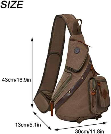 Mochila de lona crossbody sling, bolsas de peito de ombro multi-pockrt casual uma mochila de alça para homens para