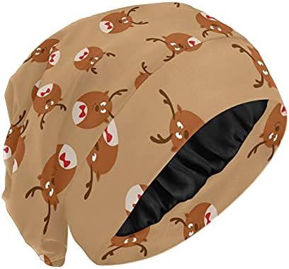 Skull Cap boné de tampa do sono Hat para gorro para mulheres alces veado marrom natal de inverno ano novo boné de
