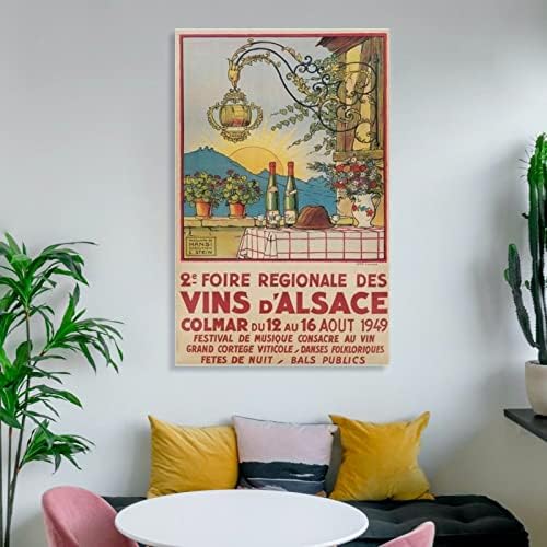 1949 Alsace French Wine Festival Vintage Poster Decoração de parede Pinturas de arte de parede Decoração de parede decoração