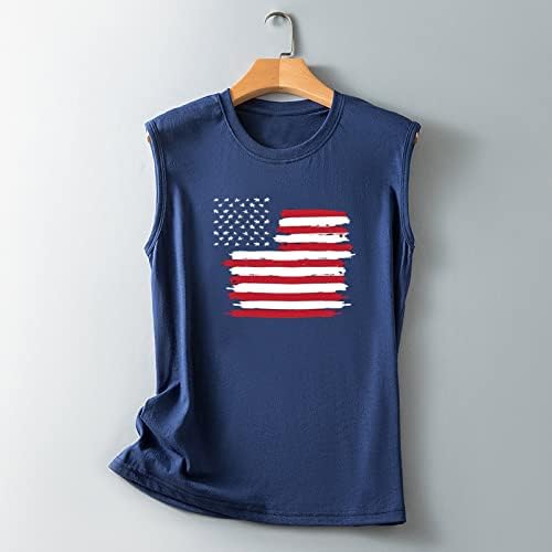 Tops femininos American Flag Tank Tops for Women Patriótico Camisa 4 de julho dos EUA Estrelas de listras camiseta sem mangas