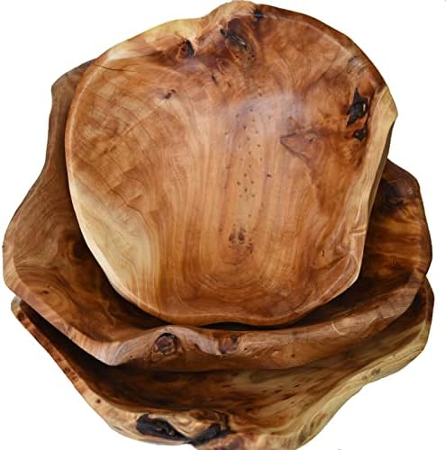 Tigela de madeira Kidybell Bowl de madeira raízes esculpidas tigela esculpida decorativa feita de madeira natural que serve tigela