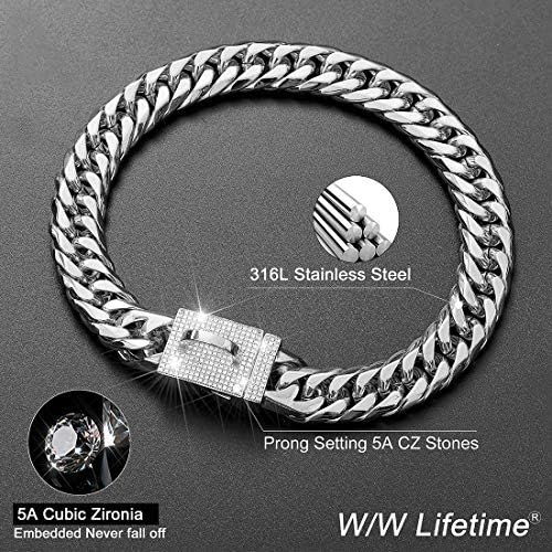 W/W Lifetime Dog Chain Gollar Cola de corrente de metal com fivela segura de design, Link cubano prateado forte comprovante