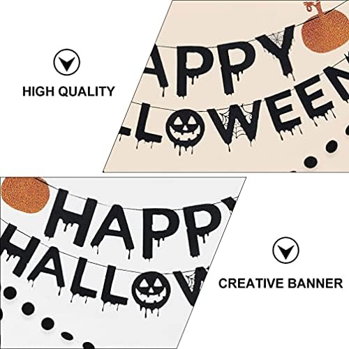 Nuobesty 1 Conjunto de banner de abóbora Decorações de festas de Halloween Banner Bunting Garland para Foto Prop Party Decor