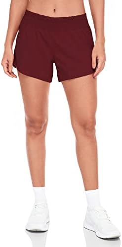 Heynuts Stride Brincho para mulheres, shorts atléticos de cintura média com shorts de treino de bolso lateral com revestimento 4