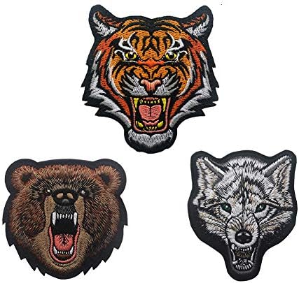 3 Pack Animal Bear Tiger Fox Moral Tactical Patches Bordados Militares Bordge Militar