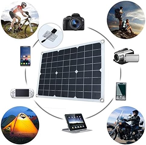Painel solar de 20W, carregador de bateria solar + controlador, kit de backup de energia portátil para carro, barco, motocicleta, RV,