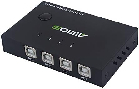 AIMOS KVM Switch USB IMPRESSÃO DE COMPARTAMENTO DE IMPRESSÃO 4 Compatem um conjunto de teclados e mouse 4 em 4 out-uk404