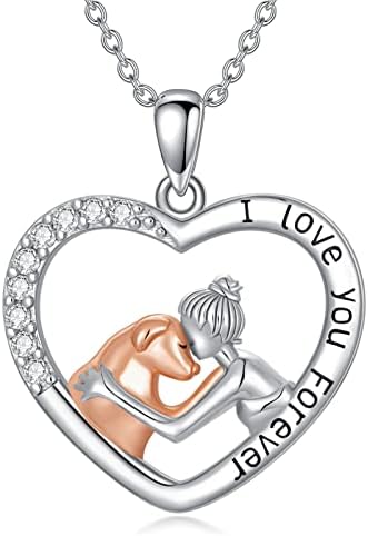 Colar proess cão para mulheres 925 prata esterlina amor amor coração cristal cão colares de jóias de cães para mulheres amantes de