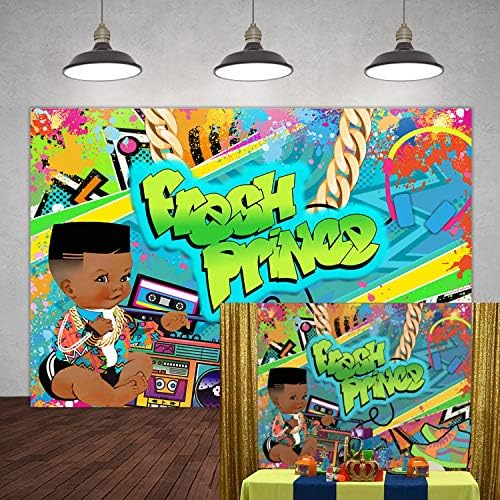 Ticuenicoa 9 × 6 pés Fresh Prince Hip Pop Baby Charf -BEMBROP Garotos Graffiti Disco Vintage Recém -nascido 1º Aniversário Tema