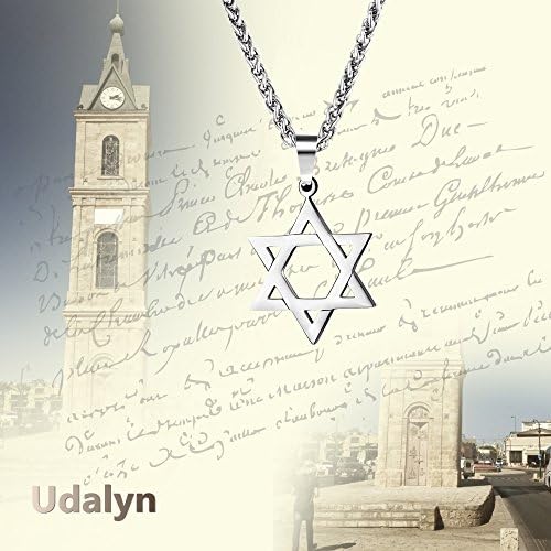 Estrela Udalyn de David Pingente Colar Jóias Judaicas de Aço Antelhado para Homens Mulheres Religiosas 20