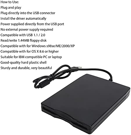 Hilitand USB 3,5 polegadas de disquete externo de disquete, transmissão portátil de velocidade total/12 Mbps, 720kb/1,44