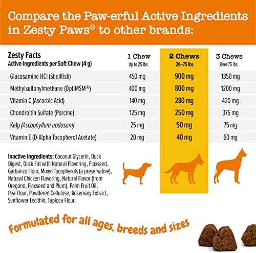 Suplemento imune de alergia para cães - com ômega 3 salmão selvagem de salmão Óleo de peixe + glucosamina para cães - mastigações suaves de saúde e articulação com condroitina e msm