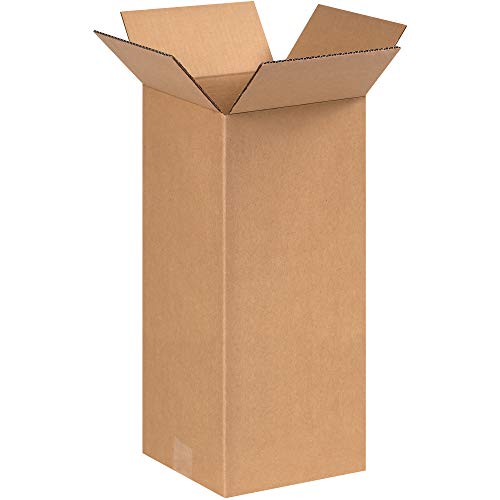 8 x 8 x 17 Caixas altas de papelão corrugadas, Kraft, pacote de 25, para remessa, embalagem e movimento, por materiais de