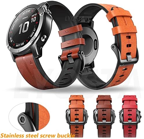 Mgtcar Leather Watch Band para Garmin Fenix ​​5/5x/5s mais 6/6x/6s Pro 945 935 3 hr D2 Smart Bracelet 22 26mm Retra de pulseira