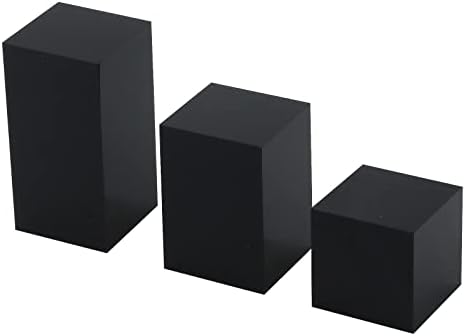 T TULEAD 3PCS Cubo acrílico Display Black Stand Stand Square Cube Display Risers de ninho Organização acrílica Riser Altura: 40mm,