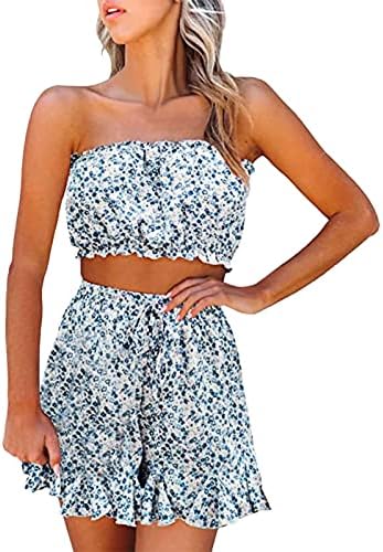 Xiloccer roupas de duas peças para mulheres tanques de cami sexy e shorts definidos conjuntos de treinos de praia boho traje sem