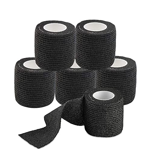 24pcs Tattoo Grip Tape Wrap - Narkysus 2 x 5 jardas Tattoo Machine Tape Wrap Dispossable Coesivo Elastic Bandagem Black Black