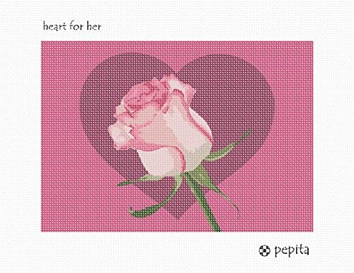 Canvas de agulha de Pepita: coração para ela, 10 x 7