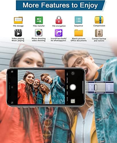 Eatop USB 3.0 Flash Drive 1 TB destinado ao iPhone iPad, USB Memory Stick Storage Storage Phot Drive Stick Compatível com iPhone/iPad/Android