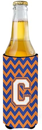 Tesouros de Caroline CJ1060-CMUK Chevron azul e laranja 3 Ultra Hugger para latas finas, lata de manga mais refrigerada