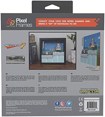Labors de nível Up Labs Pixel Frames: Megaman 7 - Dr. Wily - 3D Shadow Box - Decoração emoldurada para parede, casa, exibição de
