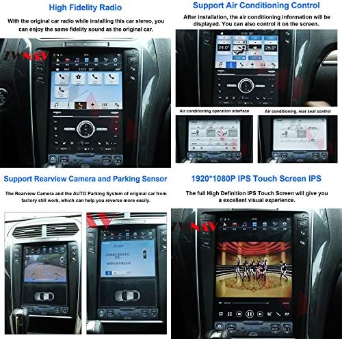 ZWNAV 12,1 polegadas Android 9.0 Estréreo de carro para Ford Explorer 2011-2019 AC, tela de toque, 6 núcleo 4G Ram