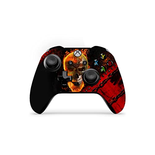 Zoomhitskins Controller Skin Compatível com a tecnologia Xbox One S e Xbox One X, 3m Vinyl Sticker, Skull Fire Red