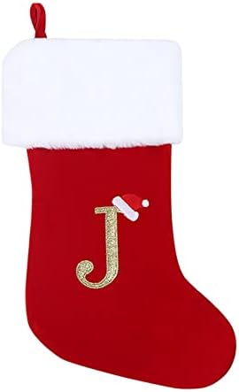 Monogram de meias de Natal estocando clássico decoração personalizada de meia para a temporada de festas de férias em família Alphabet