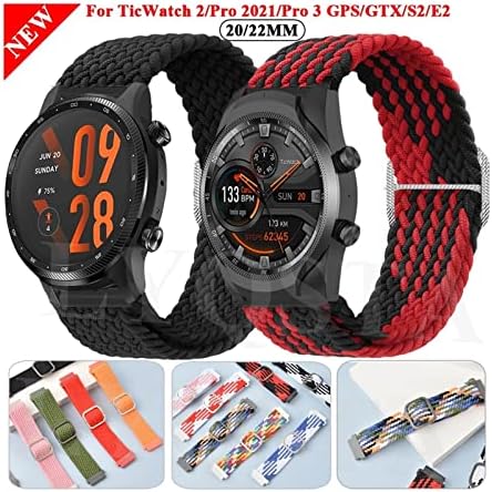 Tiras trançadas czke para ticwatch pro 3 gps 20 22mm Smart Watch Bands para ticwatch pro 2020/gtx/e2/s2 pulseira esportiva de substituição