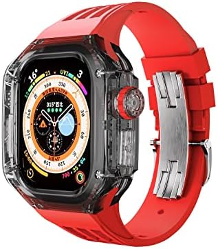 Case de kit de mod de kqoo transparente para maçã de 49 mm de banda de esportes de borracha para iwatch série Ultra