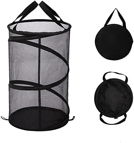 Cesta de lavanderia dobrável dobrável com alças Pop -up Dirty Storage Storage Storage Organizer, preto