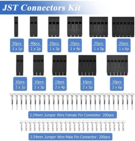 Mesee 620 peças Dupont Crimp Pin Connector Sorteamento Kit de 2,54 mm JST SM 1 2 3 4 5 6 PIN ÚNICO/DUPLO LINHA DOUS