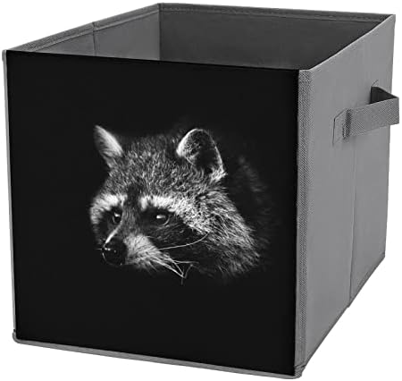 Noir Crook Raccoon Caixa de armazenamento de armazenamento de tecido dobrável Caixa dobrável com alças