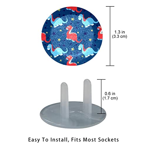 Capas de saída clara Capinhas de dinossauros fofos Plugues de plástico dielétrico para tomadas elétricas, protetor de prova
