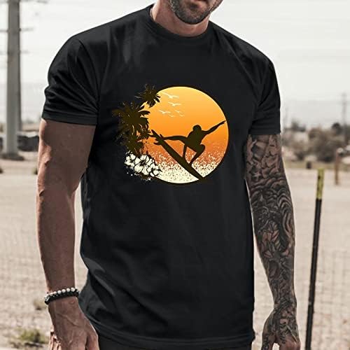 Mneostt masculino vestindo roupas masculino de primavera e verão de férias de férias de praia camiseta redonda pescoço