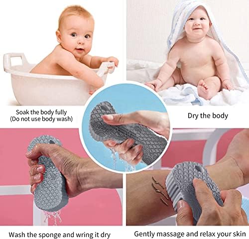 Esponja de banho esfoliante, esponjas de esfoliação macia para bebê para chuveiro, removedor de pele morto no corpo super
