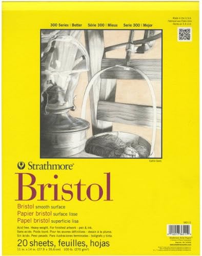 Strathmore 300 Série Bristol Paper Pad, suave, fita adesiva, 11x14 polegadas, 20 folhas - Paper de Artista e 455-3, Sketch Pad