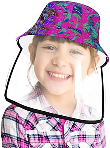 Chapéu de proteção para adultos com escudo facial, chapéu de pescador anti -sun tap, psicas de cogumelo colorido ripple
