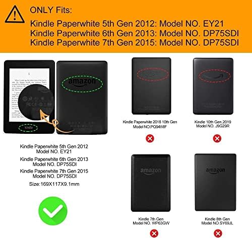 Felizmente, caso do Kindle Paperwhite 123 - Capa de proteção inteligente Smart Sleep Sleep Sleep PU Case Case Caso, para Kindle Paperwhite