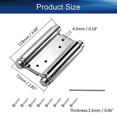 Yinpecly 4 polegadas de ação dupla de dobradiça de mola de aço inoxidável de aço escovado dobradiças com ajuste de tensão