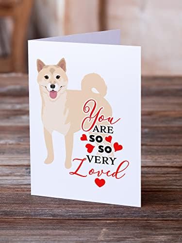 Tesouros de Caroline WDK4028GCA7P Shiba Inu Cream 1 Adorei cartões e envelopes de 8, cartões em branco com envelopes