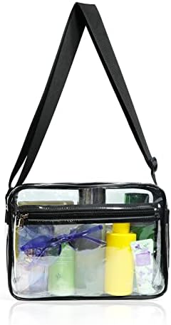 Clear Messenger Bag Stadium Aprovado 12x12x6, dois compartimentos Bolsa clara de bolsa transparente para trabalho, faculdade e necessidades